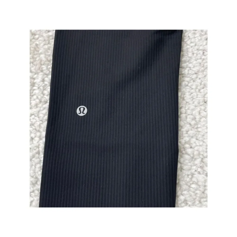Lululemon Wunder Train Ribbed Hi Rise Tight Black Full Length Womens 10